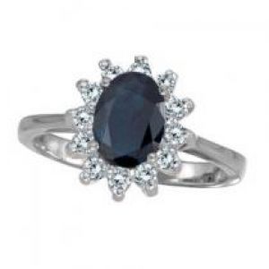 Allurez Lady Diana Blue Sapphire & Diamond Ring 14k White Gold.jpg